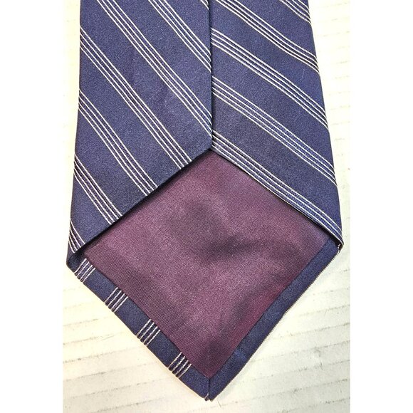 Polo By Ralph Lauren Navy Blue Striped Repp Silk Tie Made For Neiman Marcus USA - Picture 7 of 7